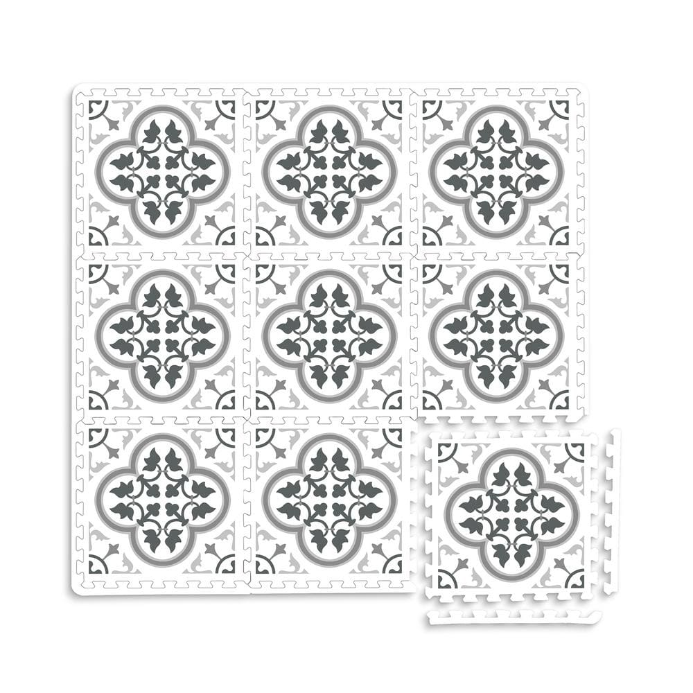 Hamal Gray 34.2 in. x 34.2 in. Matte Foam Interlocking Floor Tile (8.12 sq. ft./Each) - Hercitys