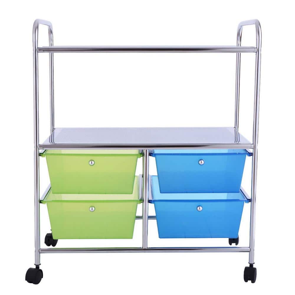 Steel Multi-Functional Shelves Rolling Storage Cart with 4 Drawers - Hercitys