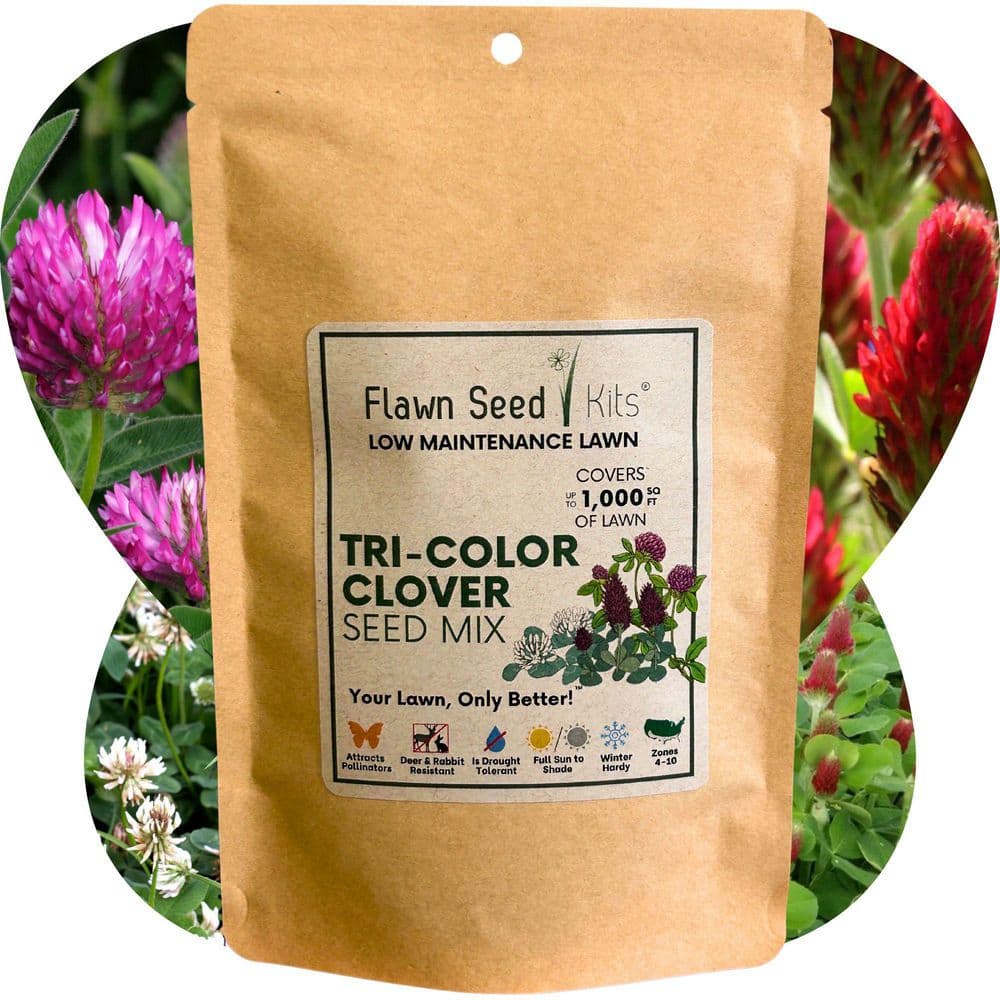 Tri-Color Lawn Flower Seed, Crimson, Medium Red and Dutch White Clovers, Kraft Pouch, Covers Up to 1,000 Sq. ft. - Hercitys
