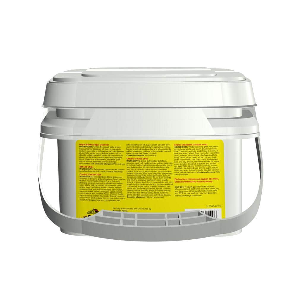 72-Hour 1-Person Emergency Food Supply Evacuation Pail 5 Varieties 25-Year Shelf Life - Hercitys