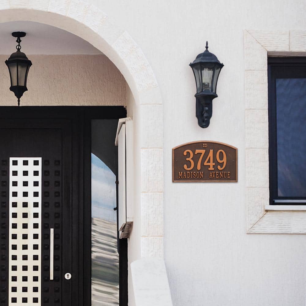 Cape Charles Standard Rectangular Antique Copper Wall 2-Line Address Plaque - Hercitys