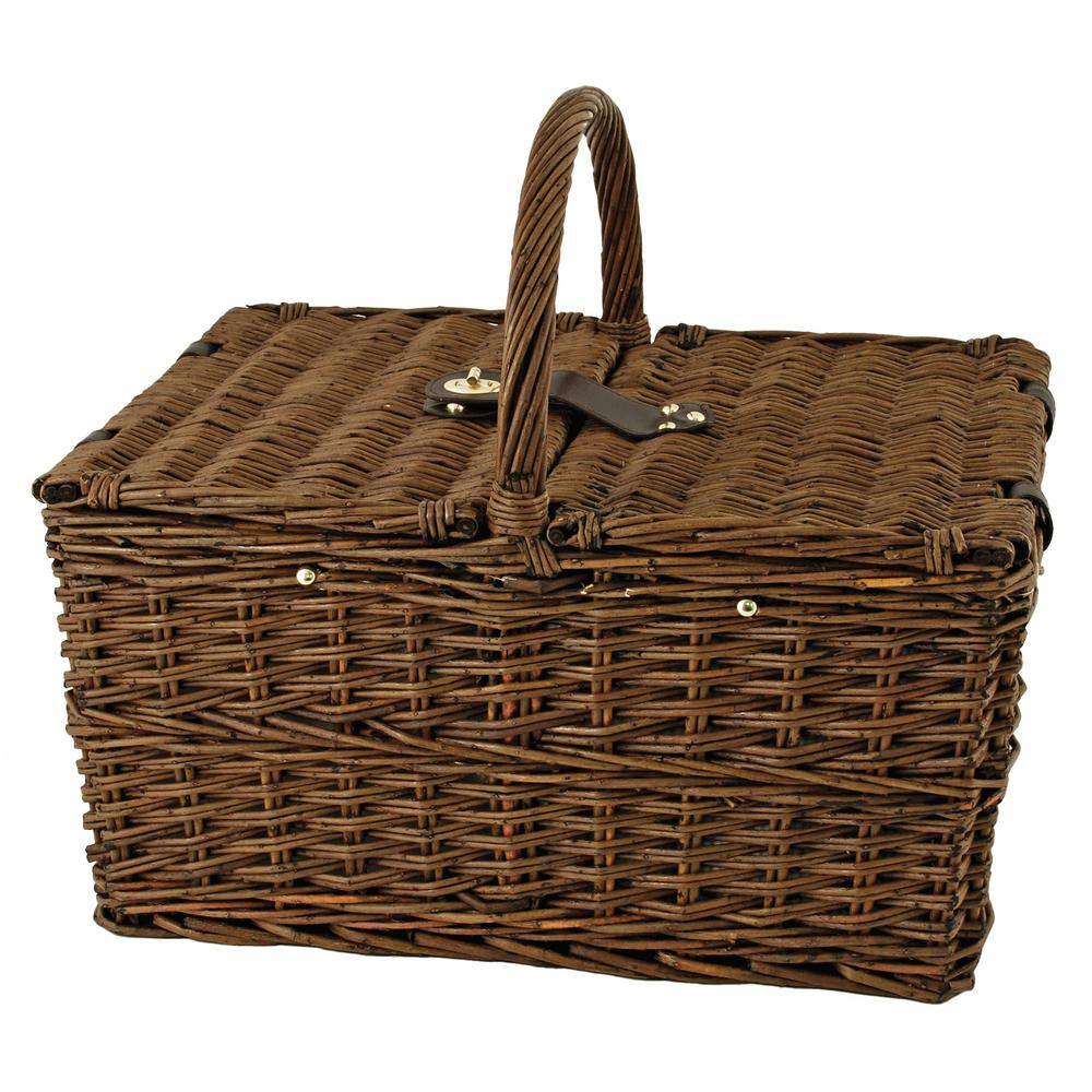Cape Cod Picnic Basket, Place Settings, Wine Glasses, Corkscrew, Insulated Compartments - Hercitys