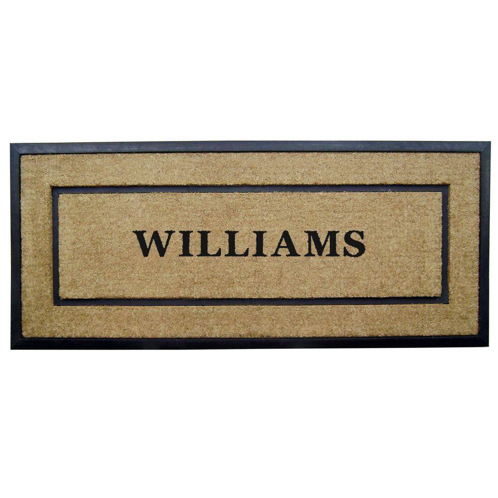 Heavy Duty Brown 24 in. x 57 in. Rubber Coir Single Picture Frame Monogrammed S Indoor Outdoor Door Mat - Hercitys