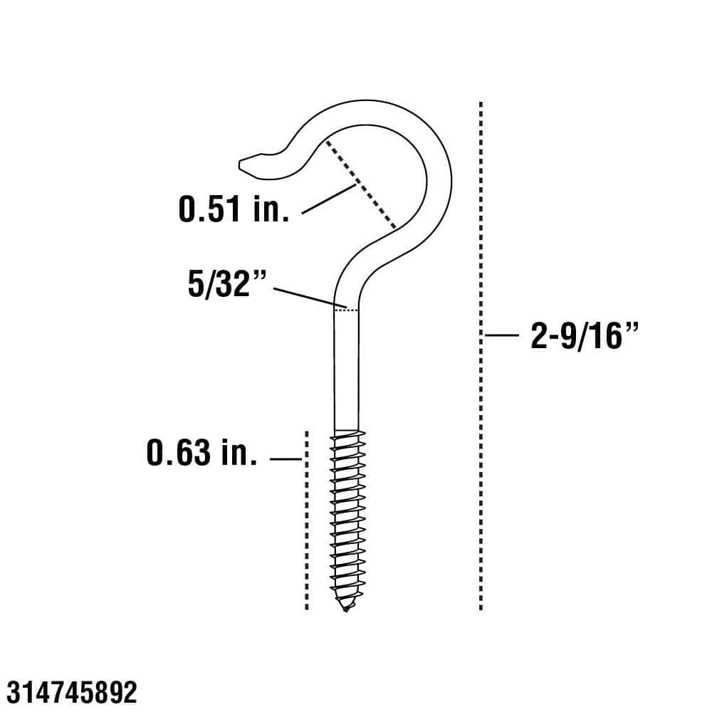 Screw Hook 5/32 in. x 2-9/16 in. Z CP - Hercitys