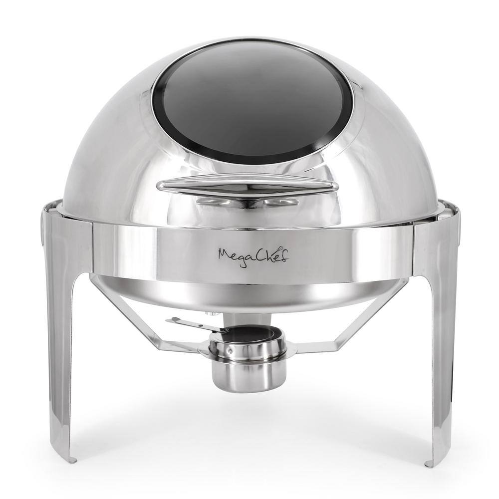 6.3Qt Round Stainless Steel Dome Roll Top Professional Chafing Dish/Buffet Server Serving Dish with Windown - Hercitys