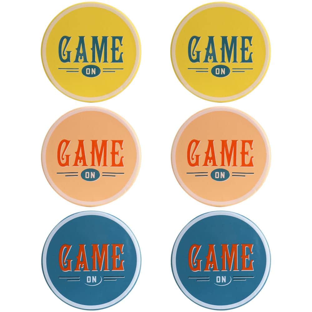 Game On 6-Piece Stoneware Coaster Set in Multi Assorted Colors - Hercitys