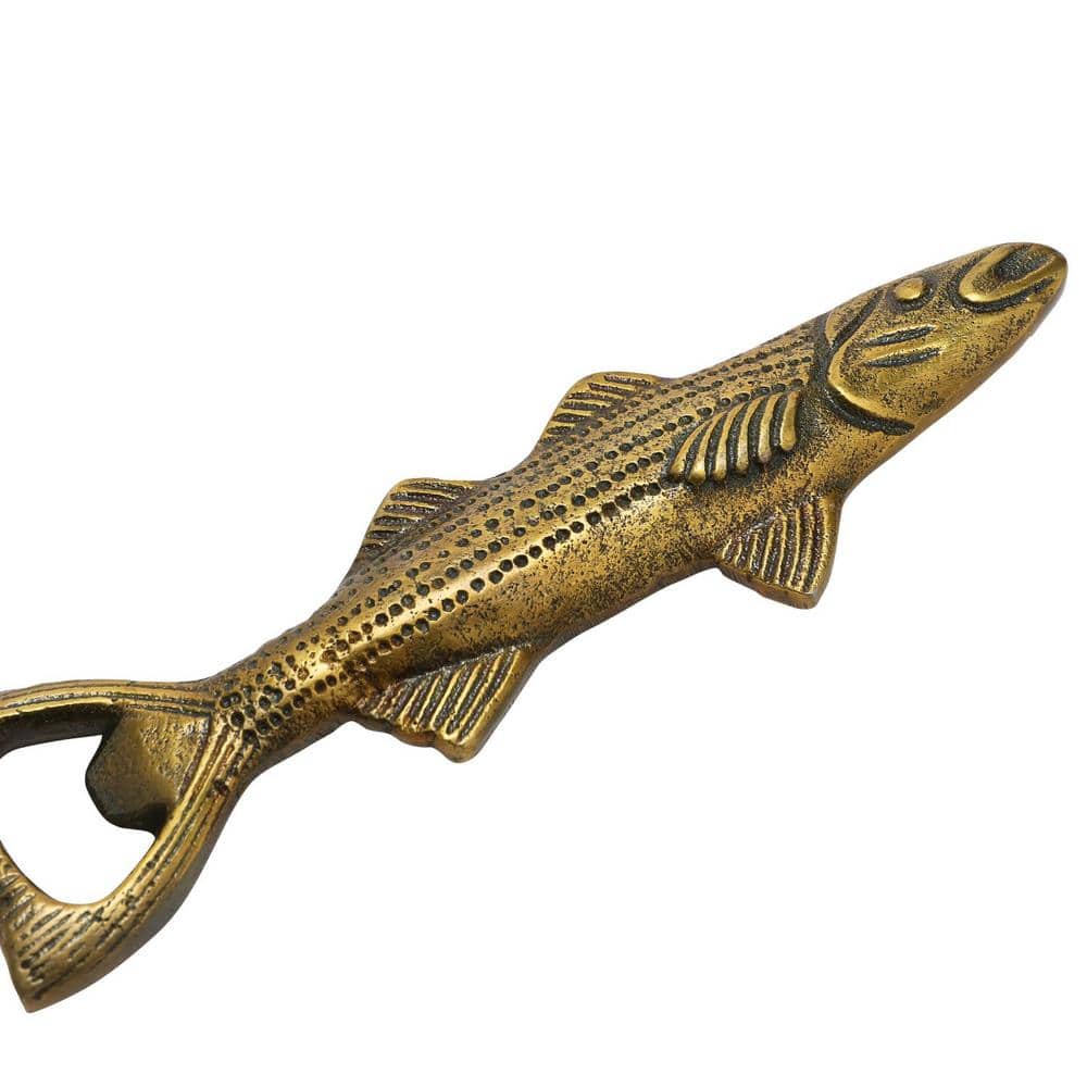 Antique Gold Cast Aluminum Fish Shaped Bottle Opener - Hercitys