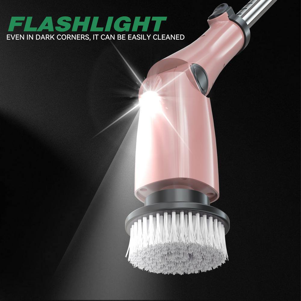 Electric Spin Scrubber, IPX7 Waterproof, 7-Replaceable Brush Heads, Adjustable Extension Handle, 3-Speeds, Sweeper - Hercitys