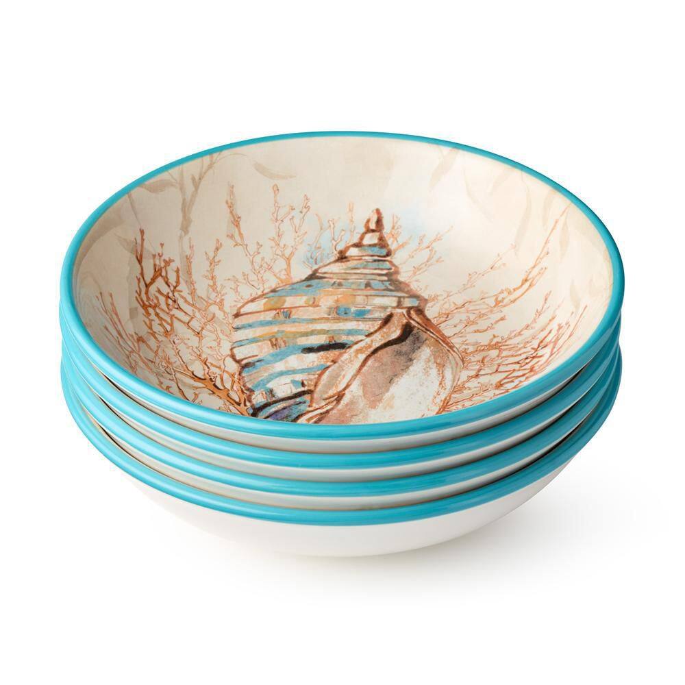 Escape to the Sea 38 fl. oz. Multi-Colored Ceramic Soup Bowl (Set of 4) - Hercitys