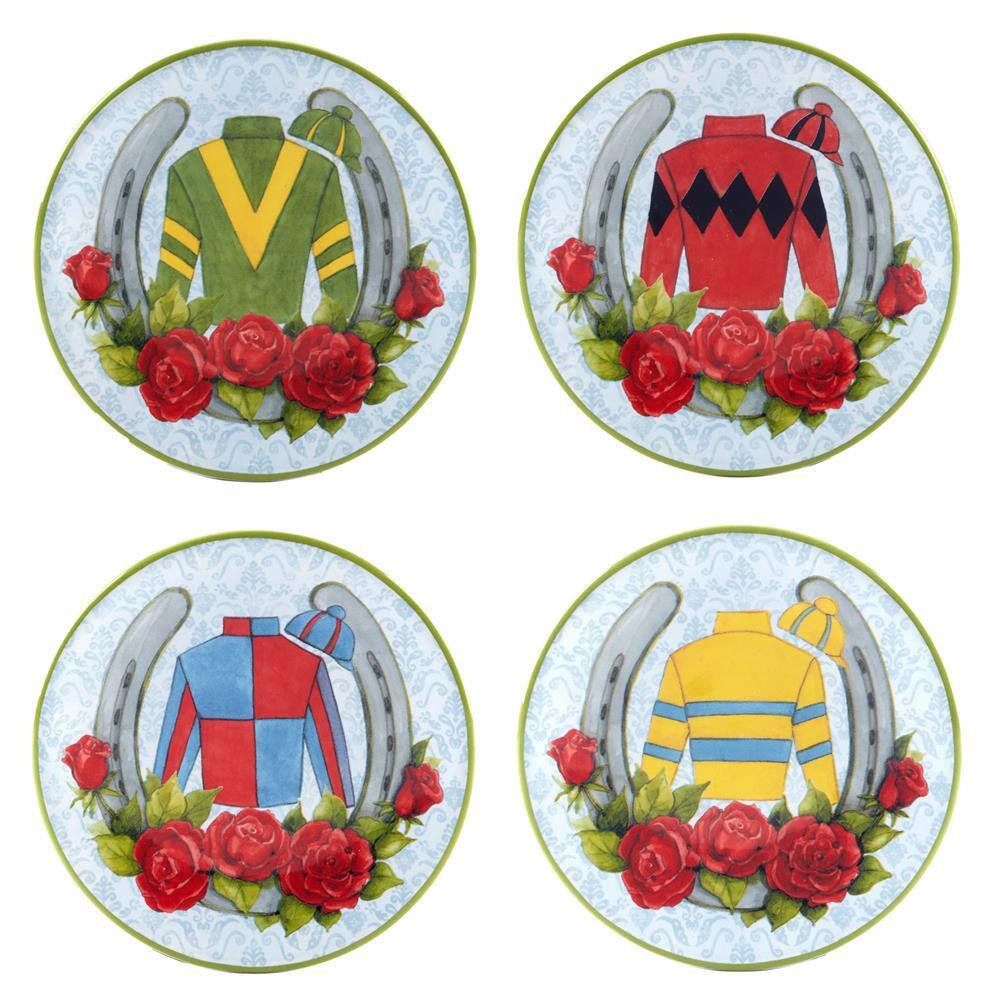 Derby Day at the Races Multicolor Canape Salad Plates (Set of 4) - Hercitys