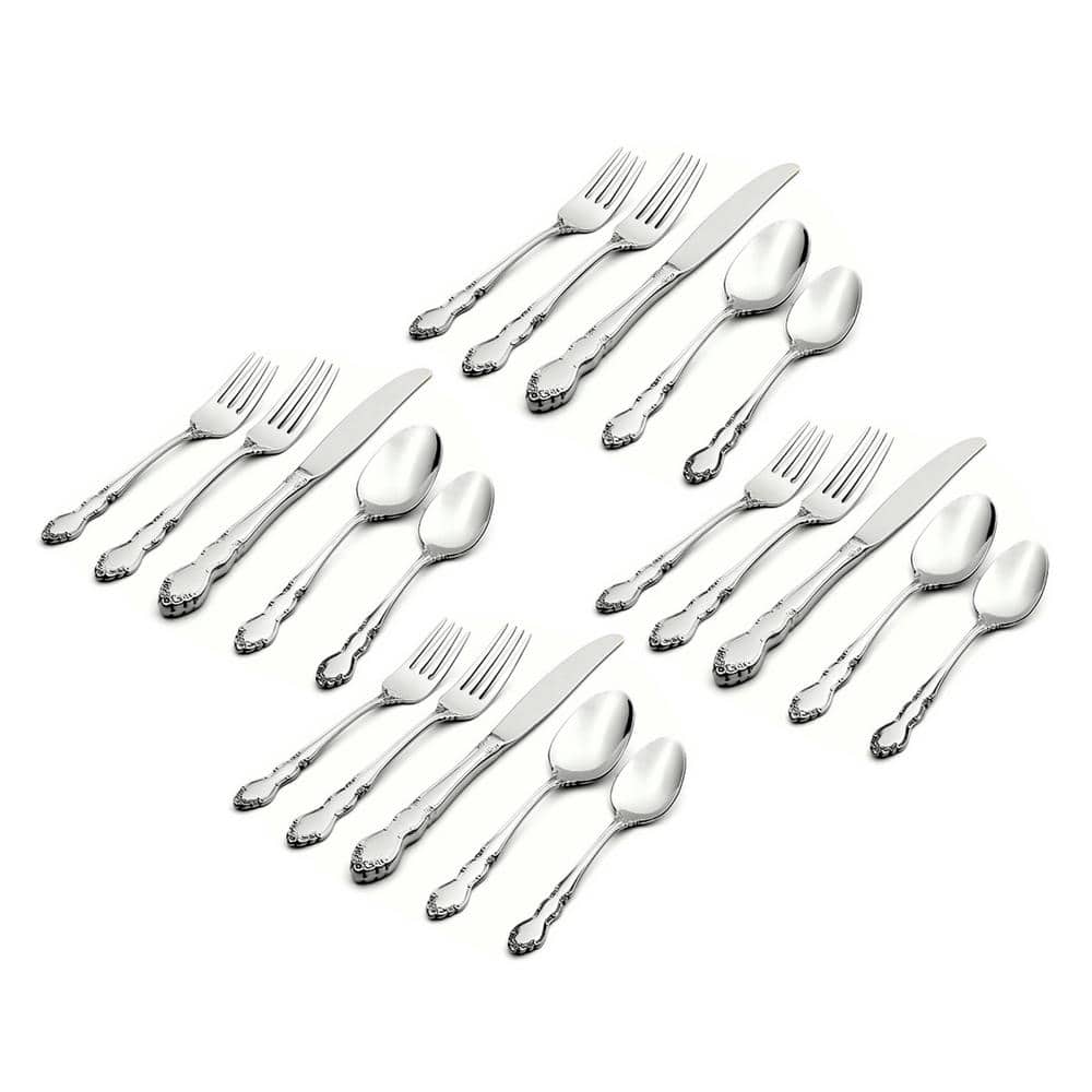 Dover 20-Piece Silver 18/10-Stainless Steel Flatware Set (Service for 4) - Hercitys