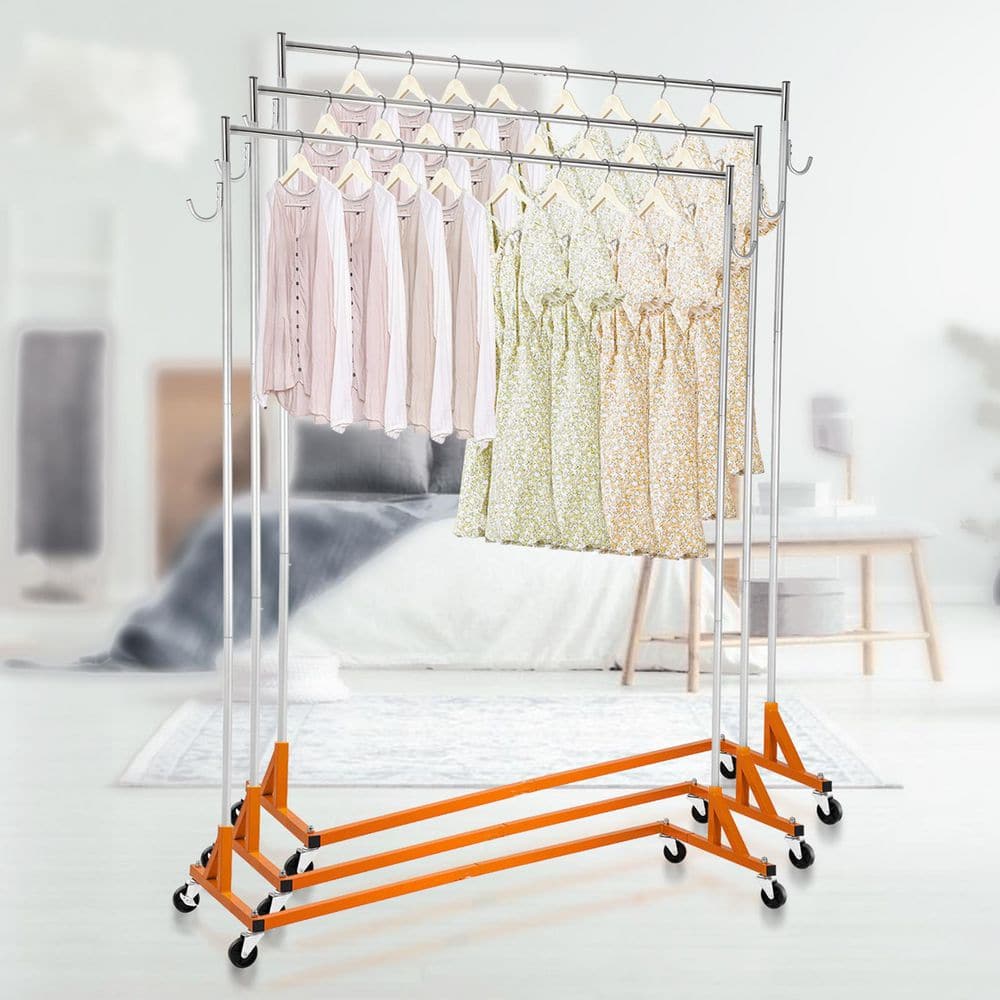 Z Rack, Industrial Grade Z Base Garment Rack, Height Adjustable Rolling Z Garment Rack, Sturdy Steel Z Base Rack Silver - Hercitys