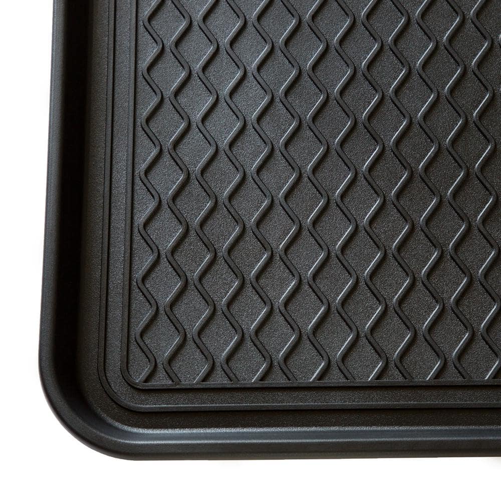 Black 15 in. x 30 in. Large Recycled Polypropylene All Weather Boot Tray (2 Pack) - Hercitys