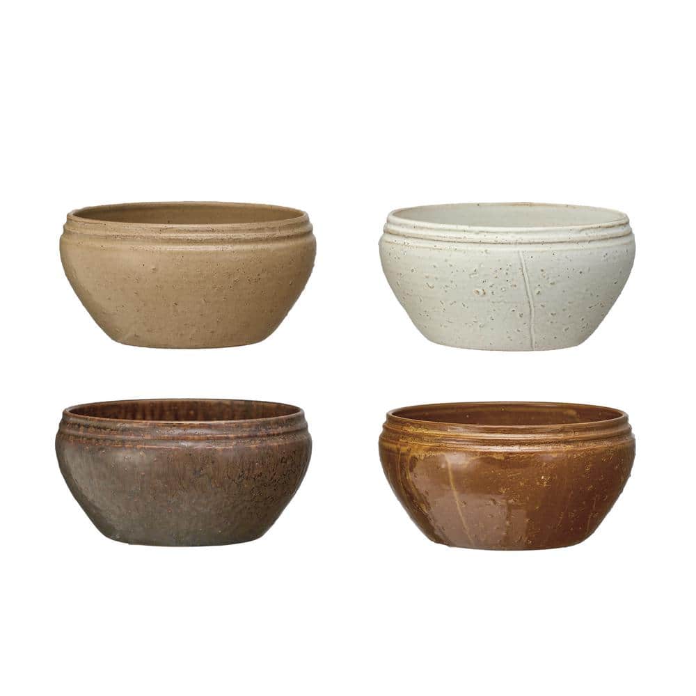6 in. 26.4 fl. oz. Multicolor Large Earthen Hues Stoneware Serving Bowl Collection (Set of 4) - Hercitys