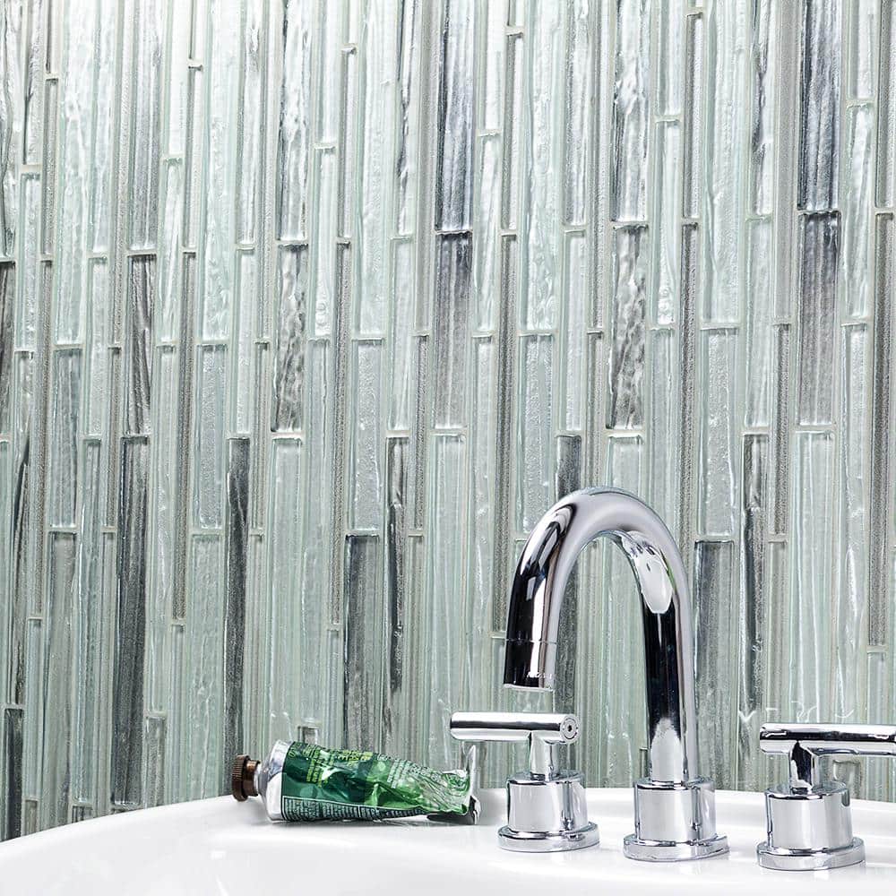 Midtown Sense Railroad Haze 11.87 in. x 12.62 in. Glass Wall Tile (1.04 sq. ft.) - Hercitys