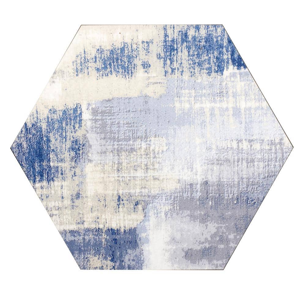 Nature Cement Blue Wood Look Hexagon 8 in. x 8 in. Glass Mosaic Wall Tile (14.4 sq. ft./Case) - Hercitys