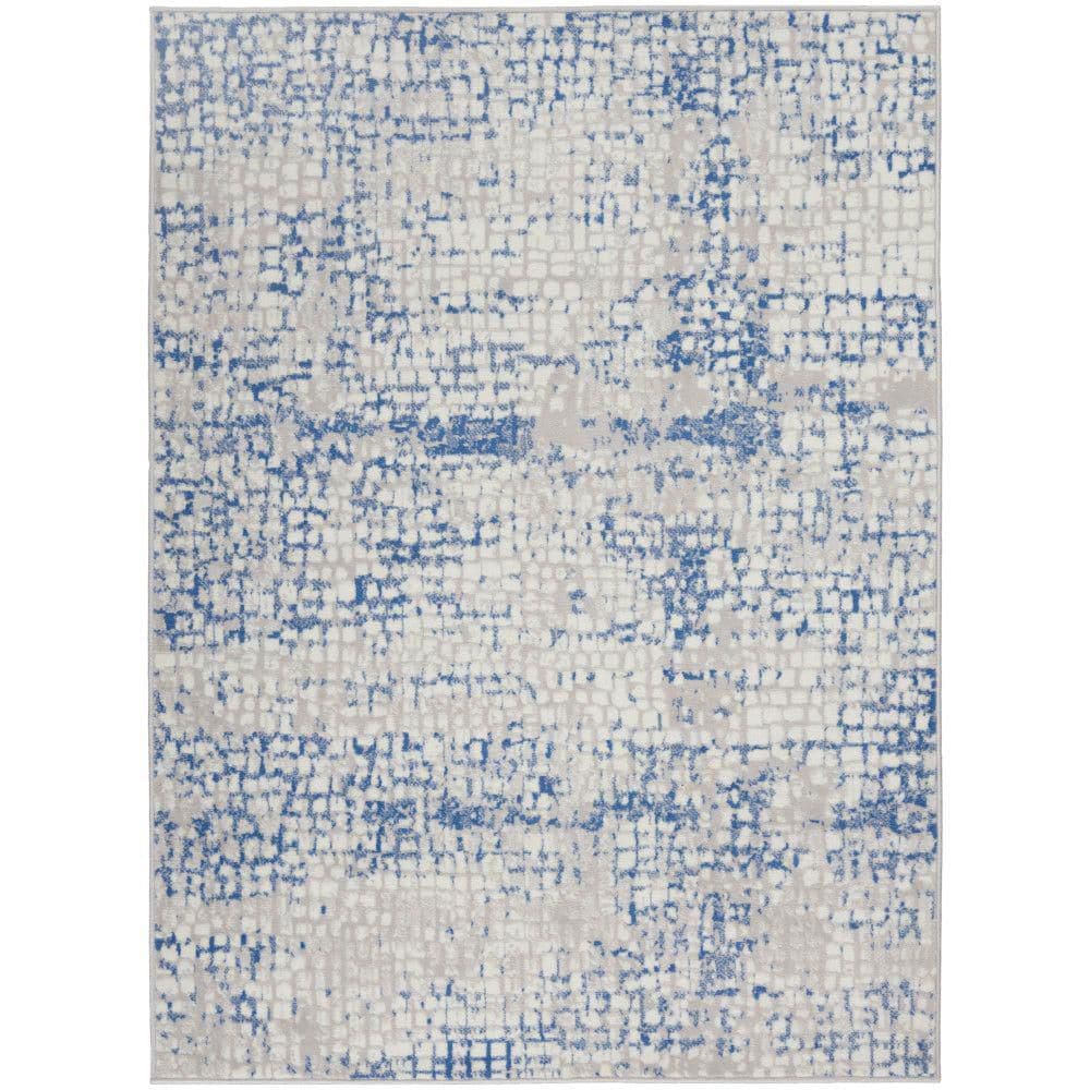 Whimsicle Gray Blue 5 ft. x 7 ft. Abstract Contemporary Area Rug - Hercitys