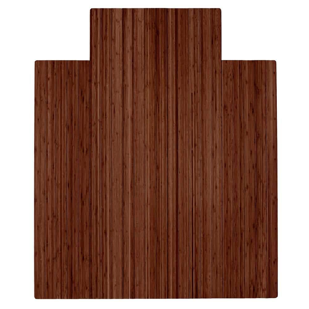 Walnut 44 in. x 52 in. Bamboo Roll-Up Chair Mat with Lip - Hercitys
