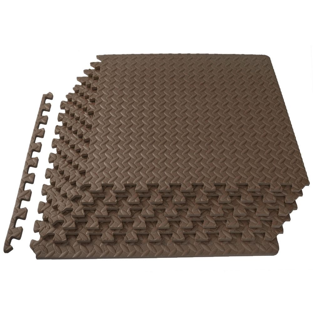 Exercise Puzzle Mat Brown 24 in. x 24 in. x 0.5 in. EVA Foam Interlocking Anti-Fatigue Tile Mat (24 sq. ft.) (6-Pack) - Hercitys