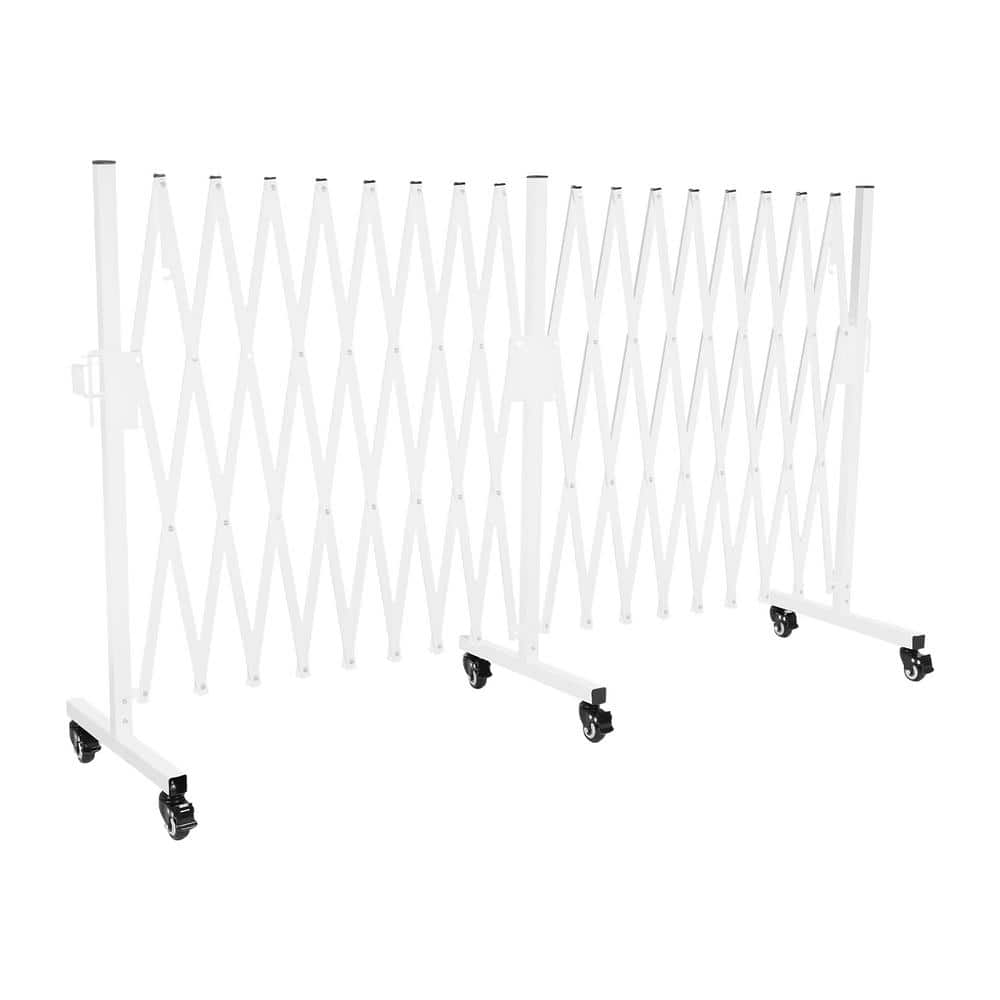 White 212.6 in. x 40 in. Metal Garden Fence Safety Barrier Portable Fence Gate with Wheels - Hercitys