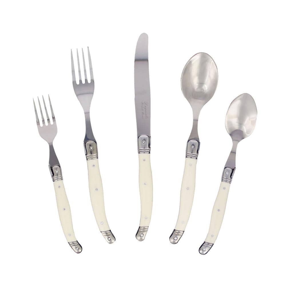 Laguiole 20-Piece Stainless Steel/Faux Ivory Flatware Set (Service for 4) - Hercitys