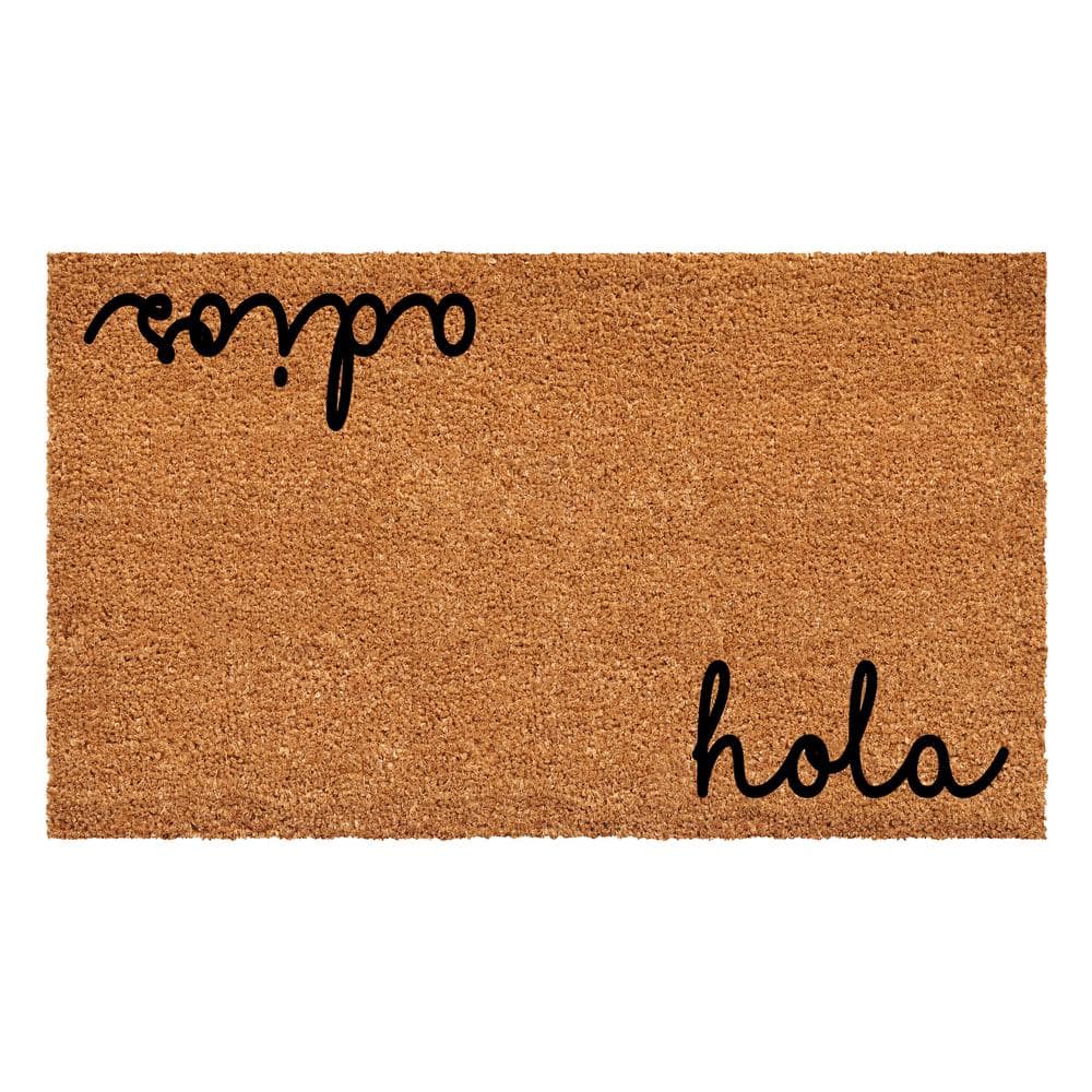 Cursive Hola Adios Doormat, 24″ x 36″ - Hercitys
