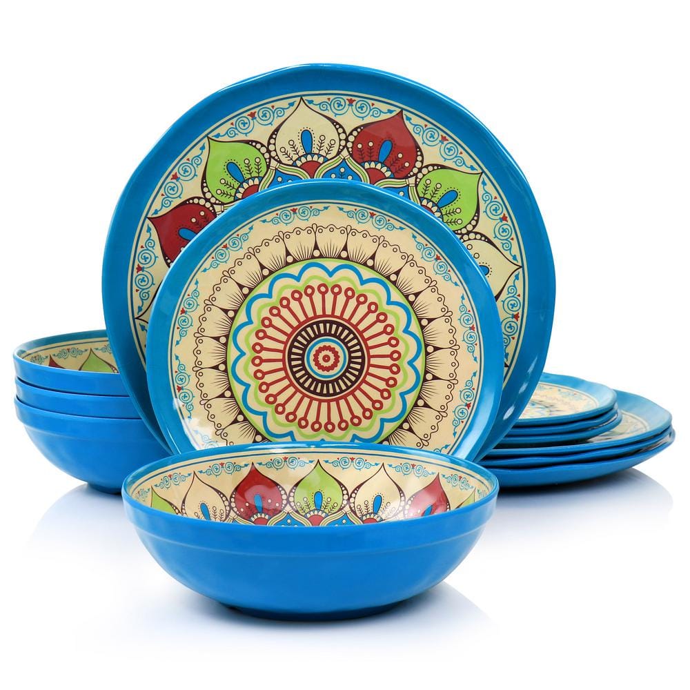 Camilla 12-Piece Melamine Dinnerware Set - Hercitys