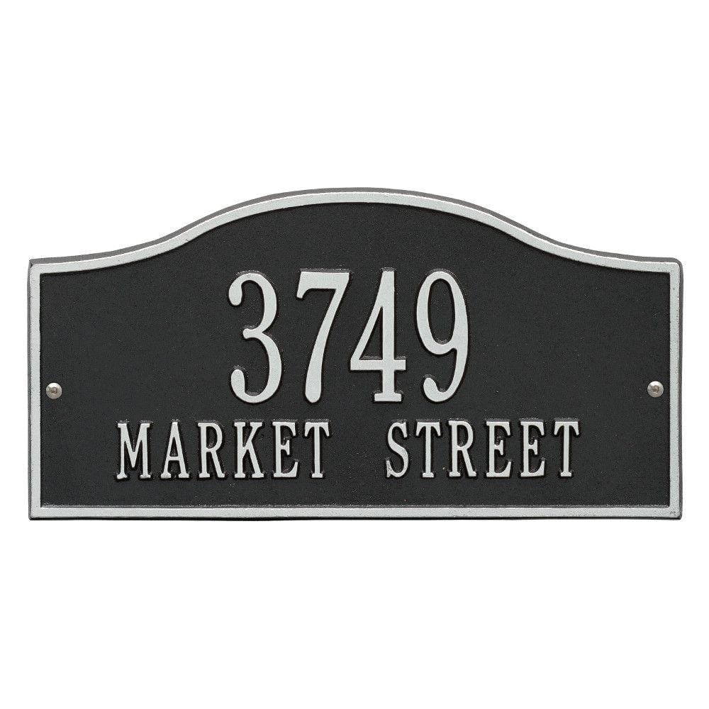 Rolling Hills Rectangular Black/Silver Standard Wall 2-Line Address Plaque - Hercitys