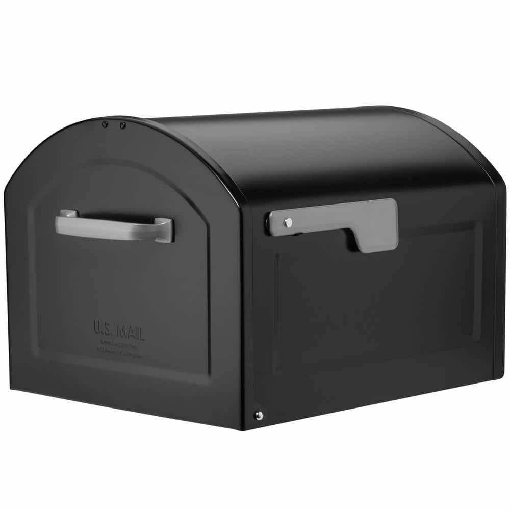 Centennial Black, Extra Large, Steel, Post Mount Mailbox with Premium Silver Handle and Flag - Hercitys
