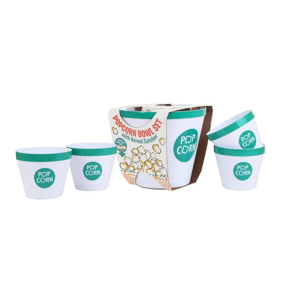 6 qt. 5-Piece Teal Popcorn Bowls with Kernel Catcher Set - Hercitys