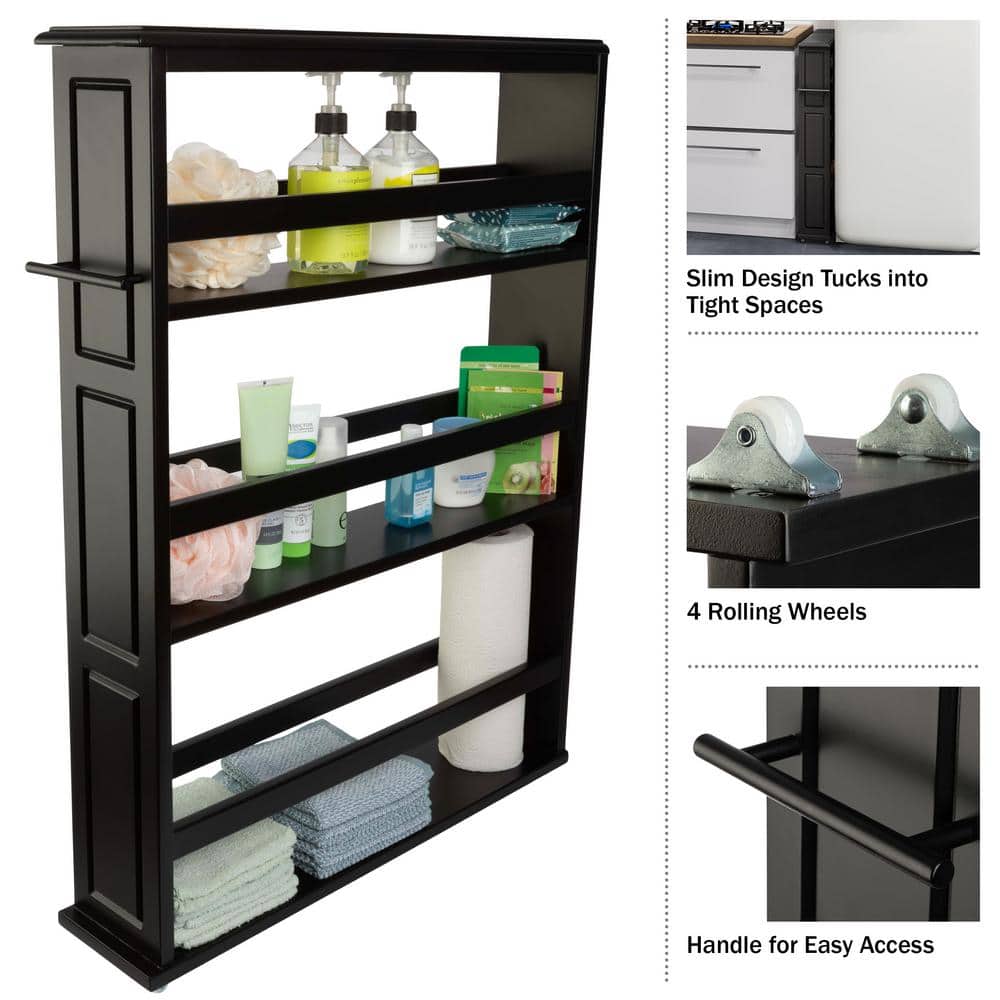 Slim Rolling Storage Cart, Black - Hercitys