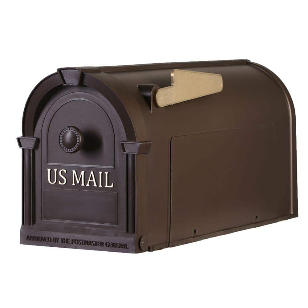 Postal Pro Post-Mount Hampton Mailbox in Bronze with Gold Lettering - Hercitys
