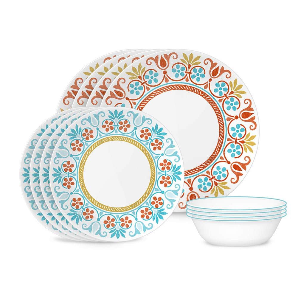 Global Collection Terracotta Dreams 12-piece Glass Dinnerware Set, Service for 4, Multi-Colored - Hercitys