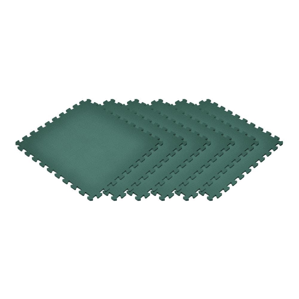 Dark Green 24 in. x 24 in. EVA Foam Non-Toxic Solid Color Interlocking Tile (24-Tile) - Hercitys