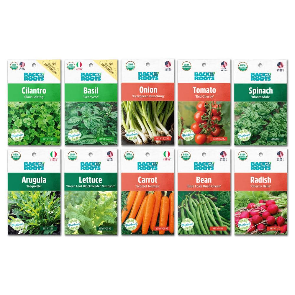 Organic Beginner’s Vegetable Garden Seeds Variety (10-Pack) - Hercitys