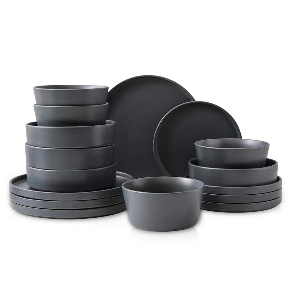 Celina 16-Piece Grey Stoneware Dinnerware Set Service for 4 - Hercitys