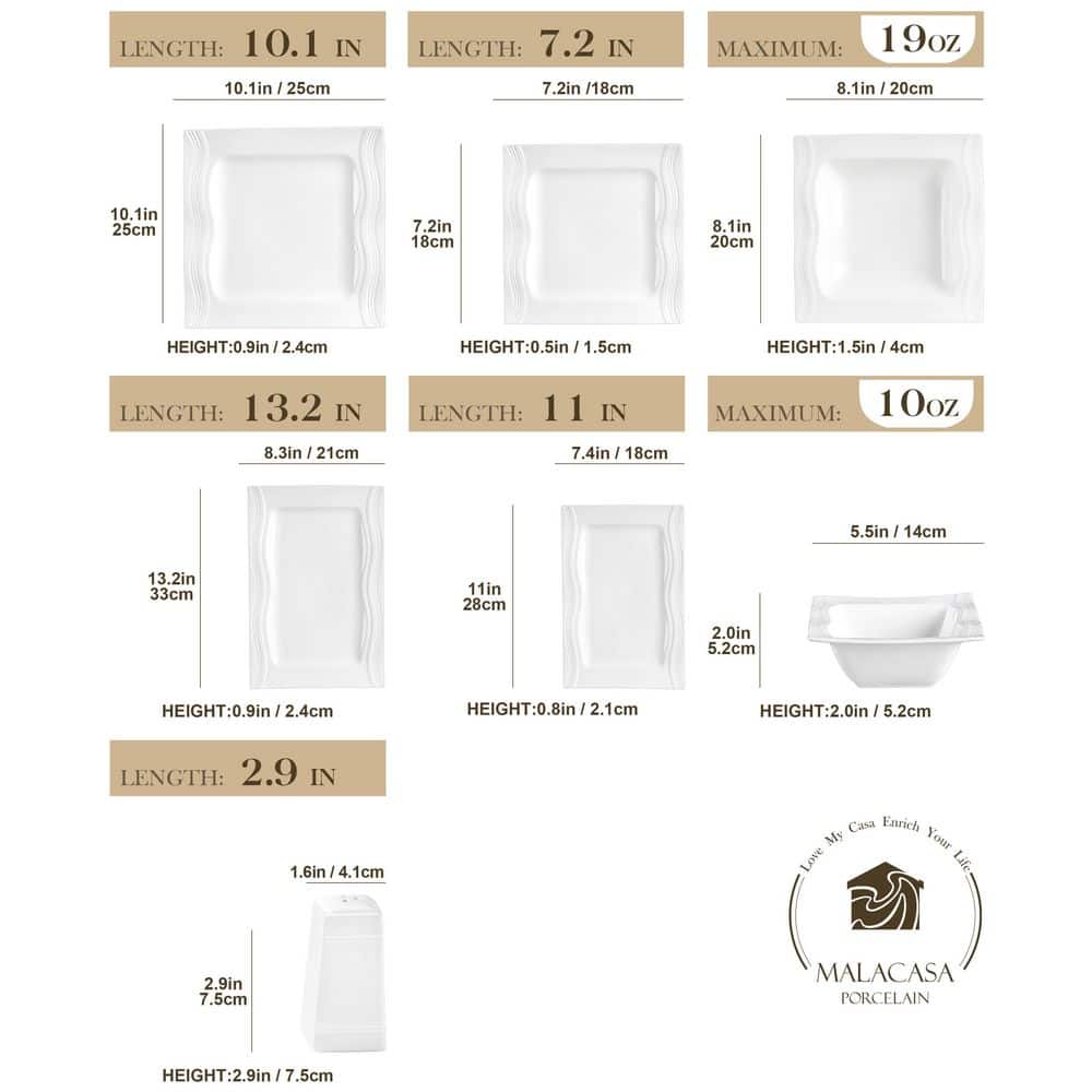 Series Mario, 28-Piece Modern Cream White Porcelain Dinnerware Set (Service for 6) - Hercitys