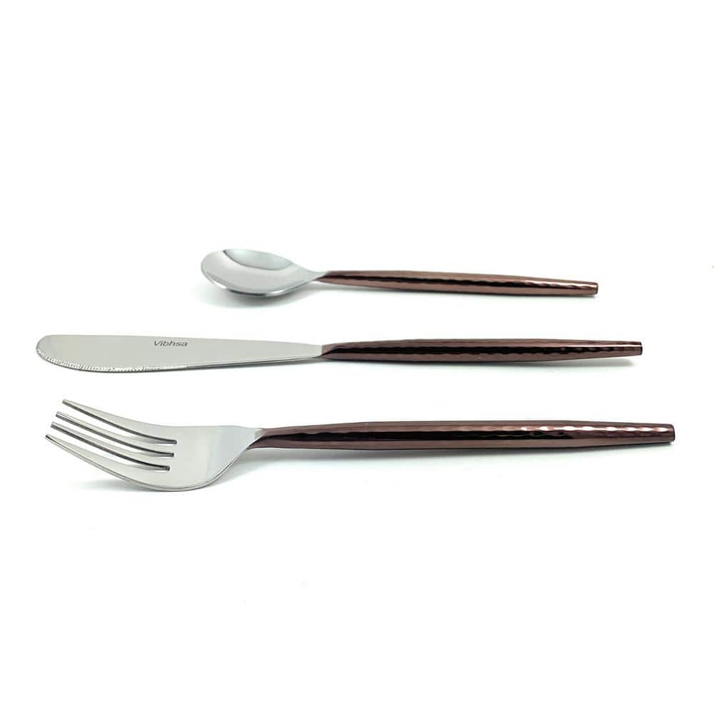 Hammered Stainless Steel 18/0 Flatware 18-Piece Set (Dinner knives, Dinner Forks, Soup Spoons) - Hercitys