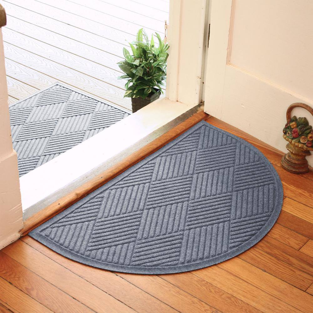 Waterhog Diamonds Bluestone 24 in. x 39 in. PET Polyester Half Round Non-Slip Indoor Outdoor Door Mat - Hercitys