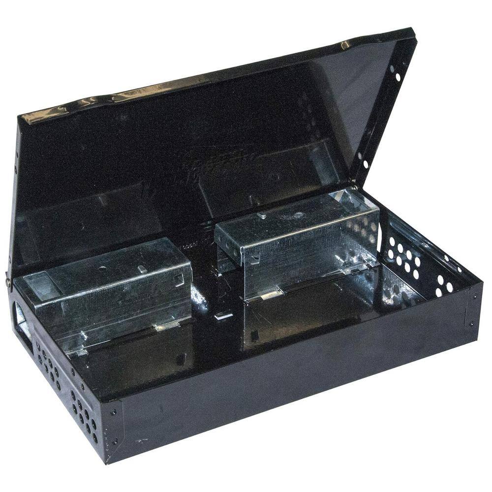 Repeater Low Profile Multi Catch Mouse Trap with Solid Steel Lid in Black Powder Coat Finish (12-Pack) - Hercitys