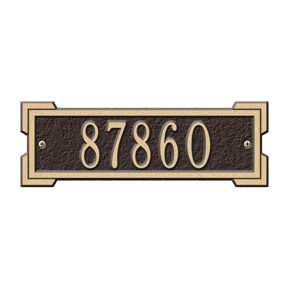 Rectangular Roanoke Petite Wall 1-Line Address Plaque – Bronze/Gold - Hercitys