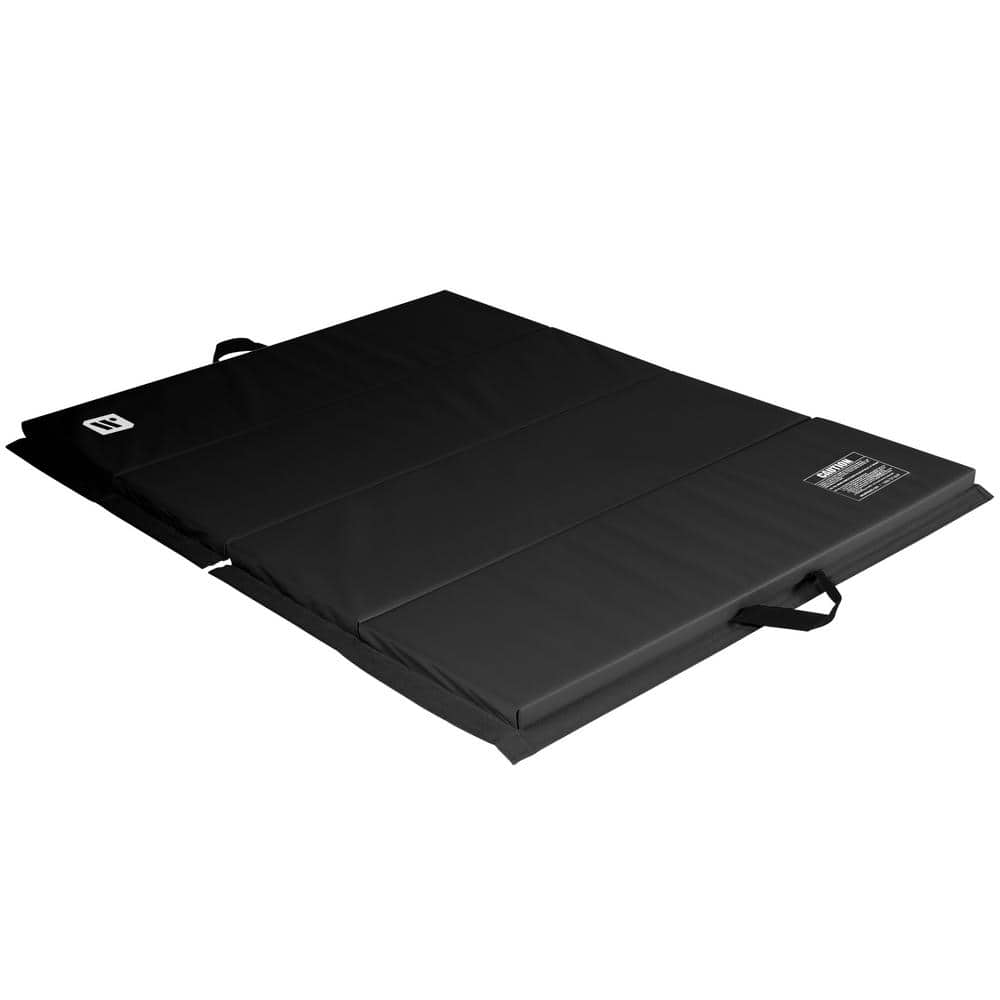 Black 48 in. W x 72 in. L x 2 in. T Vinyl Personal Fitness and Exercise Gym Flooring Mat Gymnastics (24 sq. ft.) - Hercitys