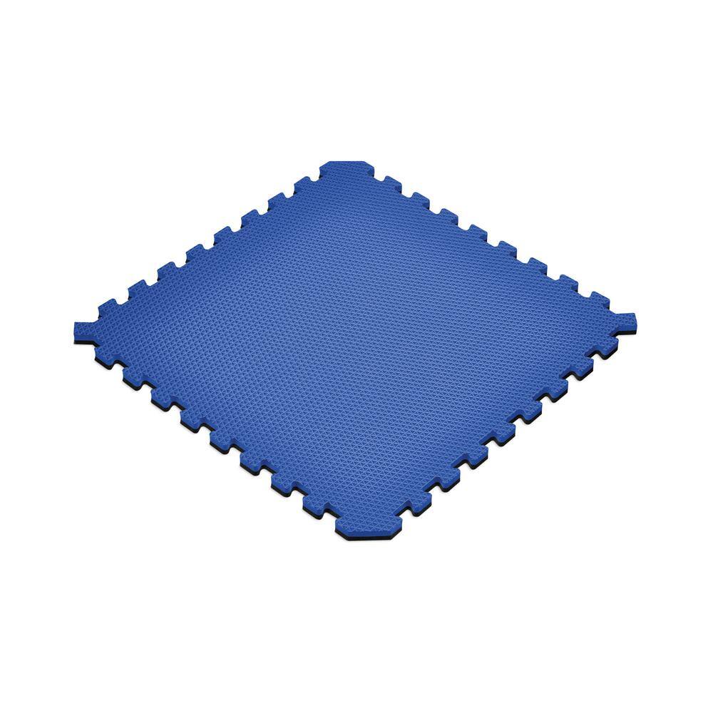 Dazzling Blue/Black 24 in. x 24 in. EVA Foam Truly Reversible Sport MMA Interlocking Tile (12-Tile) - Hercitys