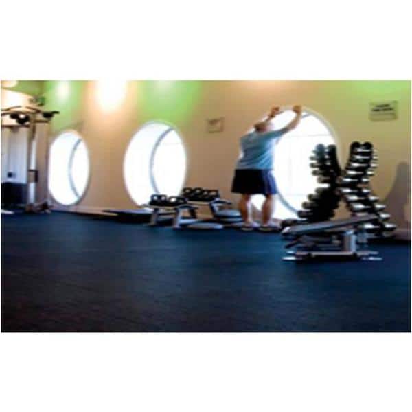 Solid Black 24 in. x 24 in. Finished Corner Recycled Rubber Floor Tile (16 sq. ft./ case) - Hercitys