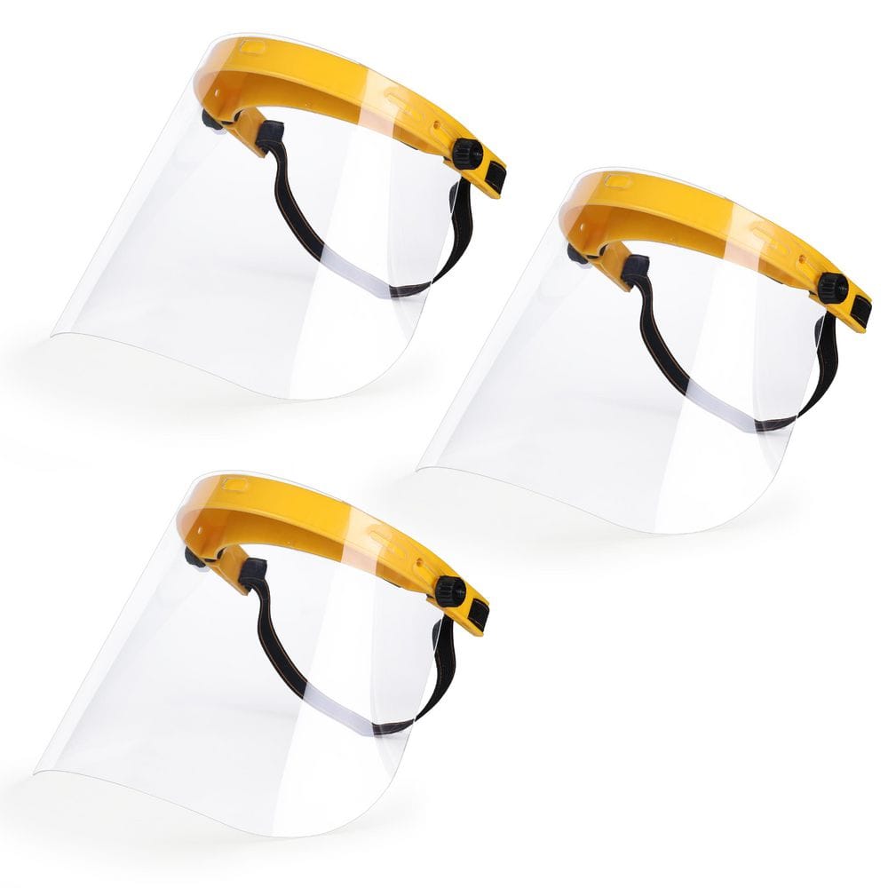 Yellow Reusable Facial Protection Clear Face Shield (3-Pack) - Hercitys