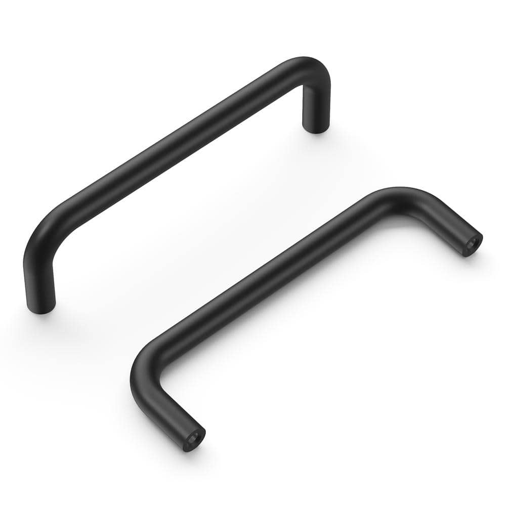 Wire Pulls Collection Pull 3-3/4 in. (96mm) Center to Center Matte Black Finish Modern Steel Bar Pull (10 Pack ) - Hercitys