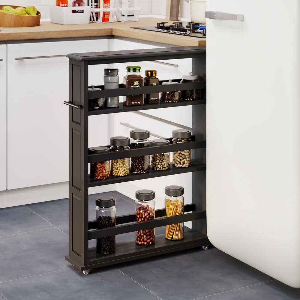 Slim Rolling Storage Cart, Black - Hercitys