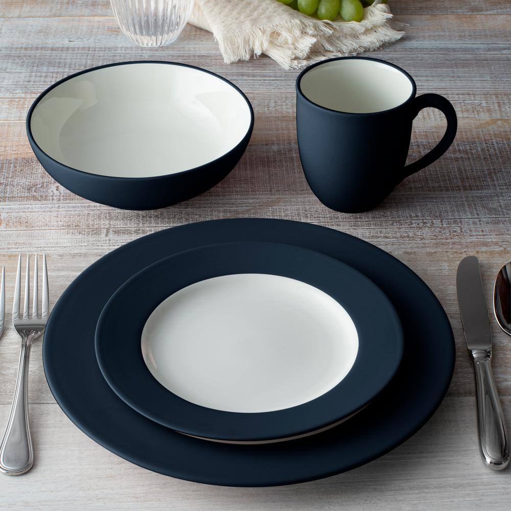 Colorwave Navy 4-Piece (Blue) Stoneware Square Place Setting, Service for 1 - Hercitys