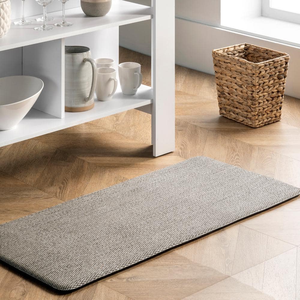 Casual Braided Anti Fatigue Kitchen or Laundry Room Light Grey 18 in. x 30 in. Indoor Comfort Mat - Hercitys