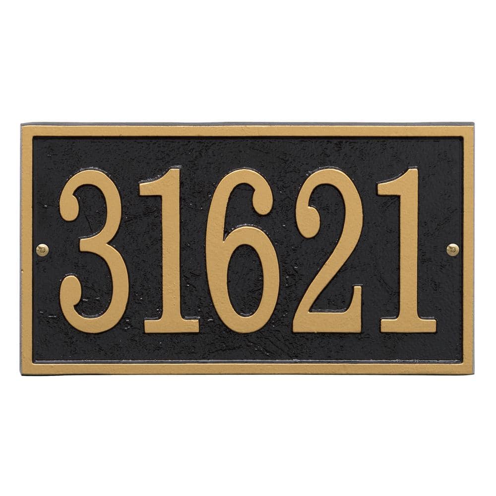 Fast and Easy Rectangle House Number Plaque, Black/Gold - Hercitys